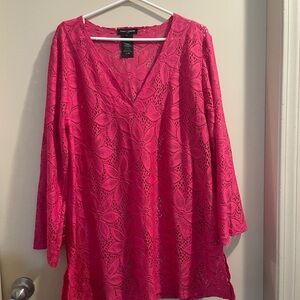 Mario Serrani Vibrant Pink Lace Blouse